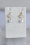 .Clover Pearl Drop Earrings