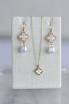 .Clover Pearl Drop Earrings