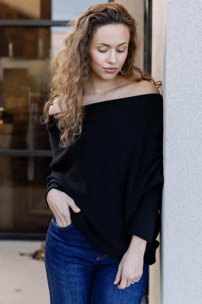 Kai Asymmetric Sweater, Black