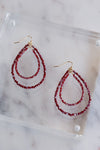 .Beaded Teardrop Hoops, Wine Multi