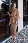 Ariana Ribbed Sweater Dress, Camel