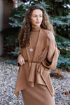 Ariana Ribbed Sweater Dress, Camel