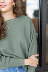 Kira Ribbed Dolman Sweater, Olive