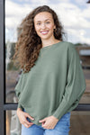 Kira Ribbed Dolman Sweater, Olive