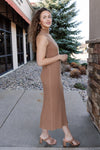 Ariana Ribbed Sweater Dress, Camel