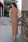 Ariana Ribbed Sweater Dress, Camel