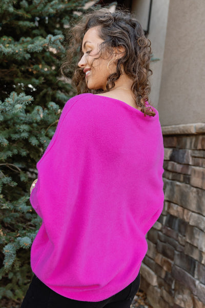 PRE-ORDER Kai Asymmetric Sweater, Fuchsia