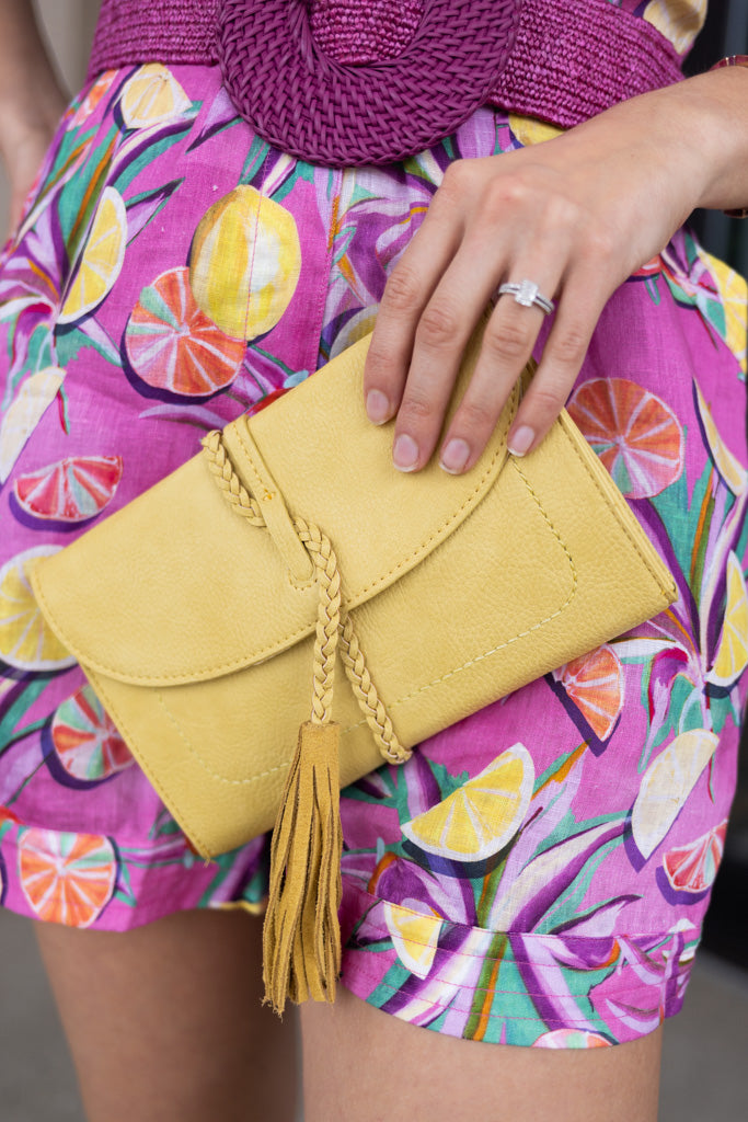 Misha Braid Trim Clutch/Crossbody bag