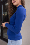 Morgan Ribbed Mock-Neck, Royal Blue