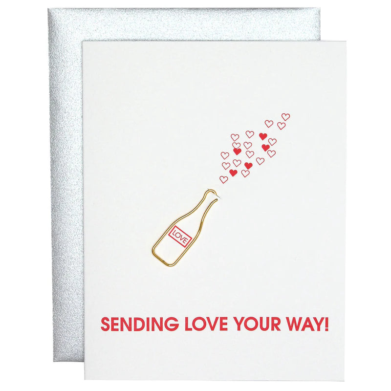 Paperclip Greeting Card, Champagne Sending Love