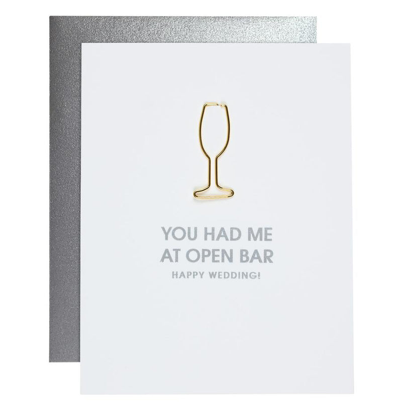 Paperclip Greeting Card, Open Bar Wedding