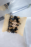 Designer Pearl CC Button & Crystal Bracelet