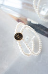 Designer CC Button & Pearl Bracelet