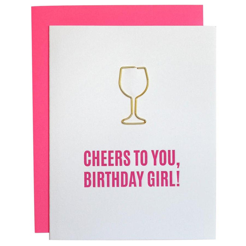 Paperclip Greeting Card, Cheers To You Birthday Girl