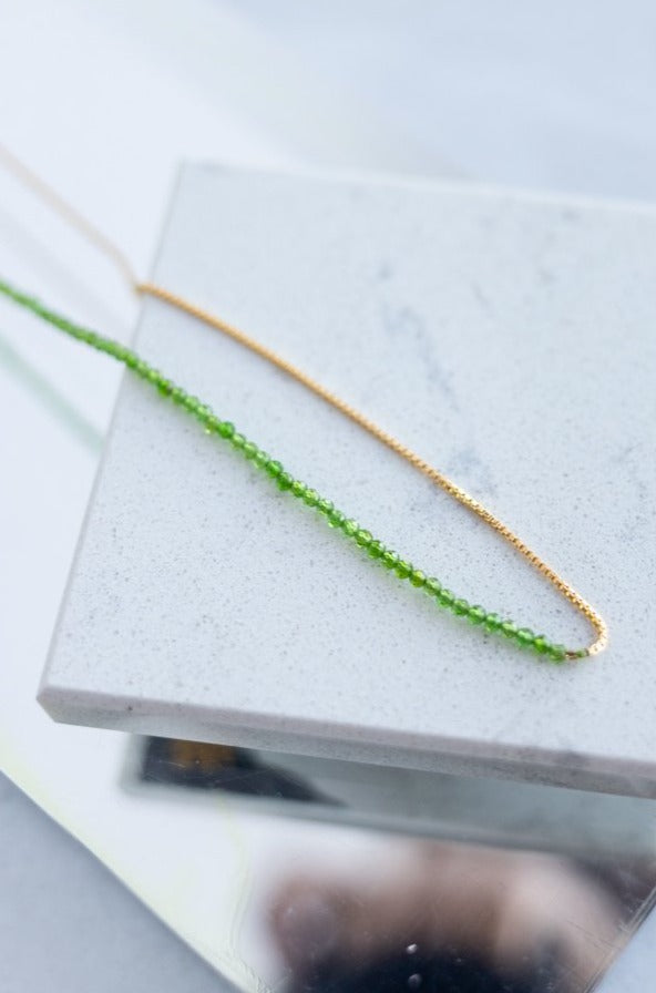 Anna Emerald & Gold Choker Necklace 14.5" to 16.5"