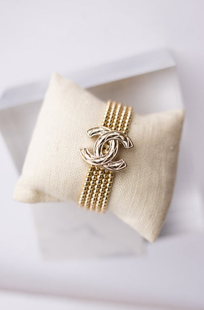 Designer Gold CC Button Bead Bracelet