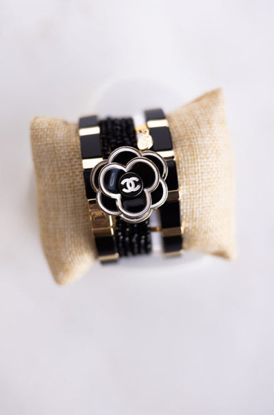 CL Tile Bracelet, Black/Gold