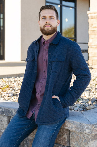 Faherty Epic Quilted Fleece CPO Jacket, Navy