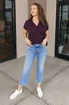 Anika Henley Blouse, Sangria