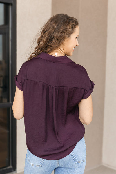 Anika Henley Blouse, Sangria