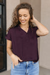 Anika Henley Blouse, Sangria