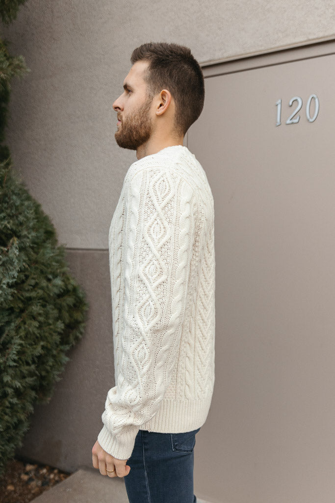 Fisherman Roll Neck Sweater With Cashmere in Muesli