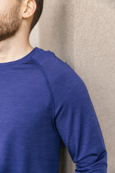 Rhone Reign Tech Long Sleeve T-Shirt, Fathom Blue