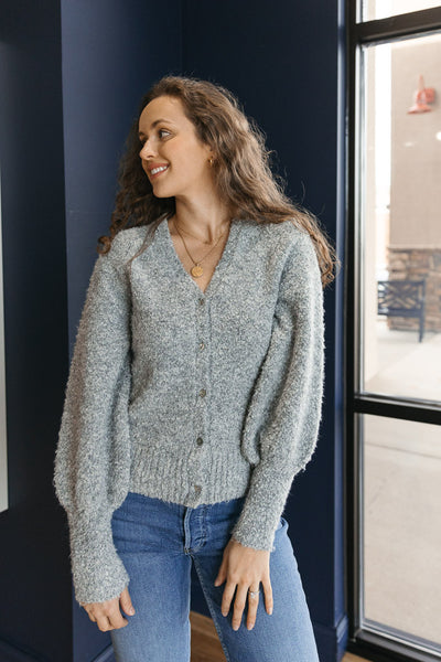 Jenna Textured Blouson Sleeve Cardigan