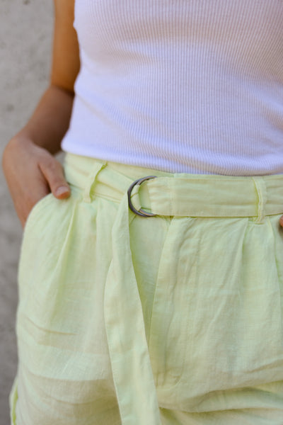 Joie Dixon Linen Shorts, Shadow Lime