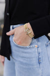 Designer Gold CC Button Bead Bracelet