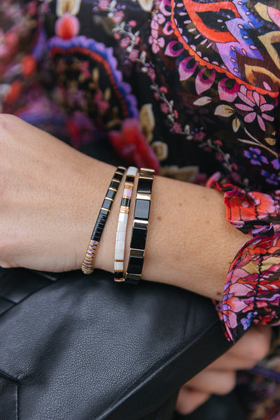 CL Tile Bracelet, Black/Gold