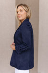 Maren Knit Pinstripe Blazer, Navy