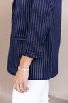 Maren Knit Pinstripe Blazer, Navy