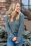 Boucle Crewneck Rolled Hem Sweater