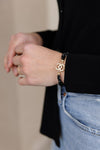 Designer Vintage Pearl Button & Crystal Bracelet