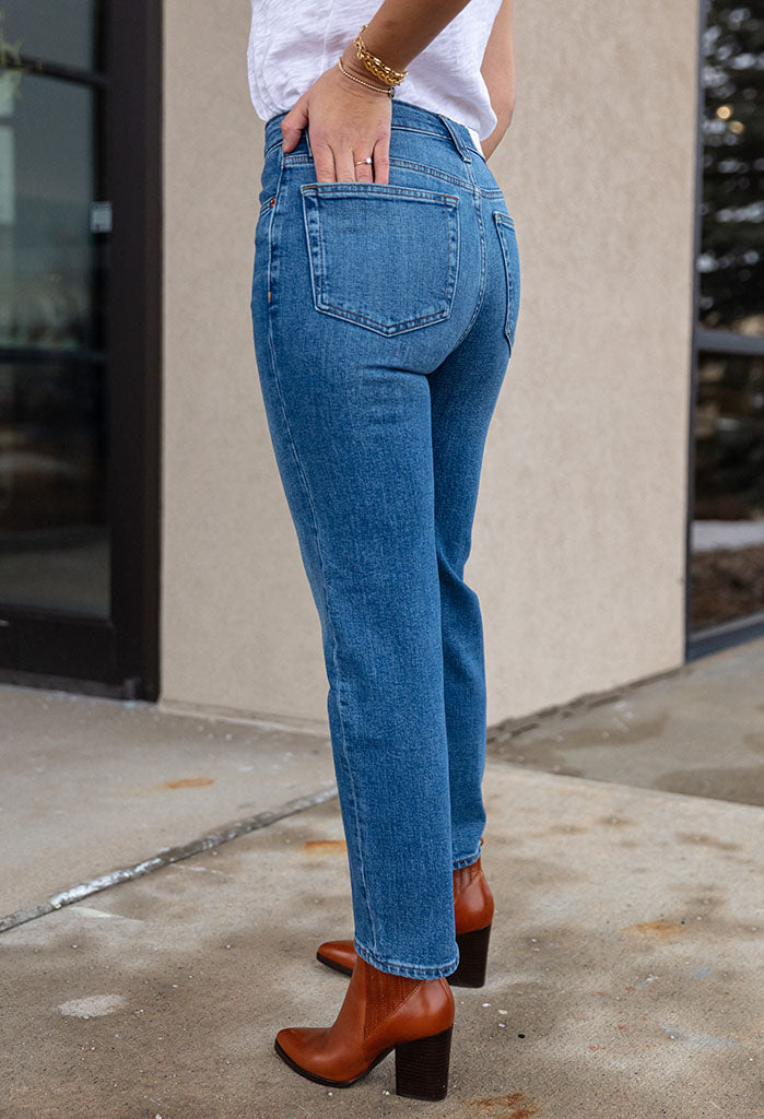 RE/DONE 70's Mid Rise Stove Pipe Jeans, Dusted Blue