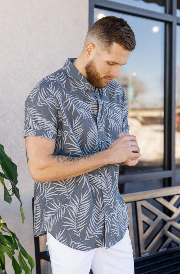 Shop Classic Fit Tropical Print Short-Sleeve Shirt in Stretch