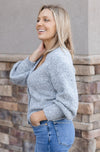 Jenna Textured Blouson Sleeve Cardigan
