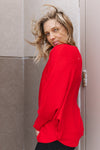 .Kira Ribbed Dolman Sweater, Scarlet