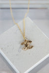 Designer Gold CC Charm Necklace, 18"