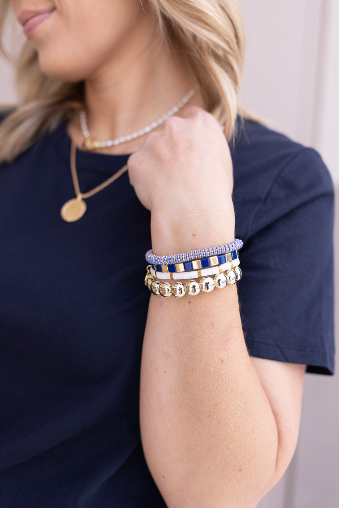 Navy Blue Bead Stretch Bracelet – MAC Jewelry
