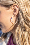 CL Glass Bead Hoop Earrings, Cream/Navy/Light Blue