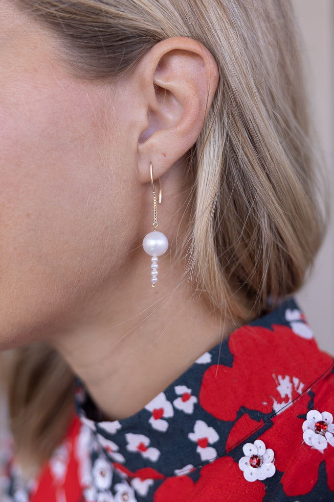 Moon & Star Earrings Shell Pearl Designer Earrings 41mm -  Israel