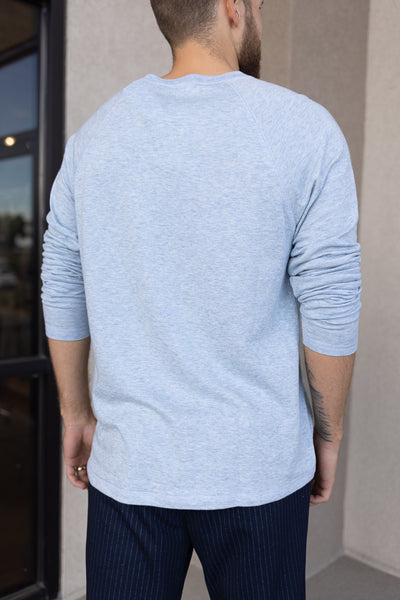 Faherty Cloud Long Sleeve Henley, Light Blue