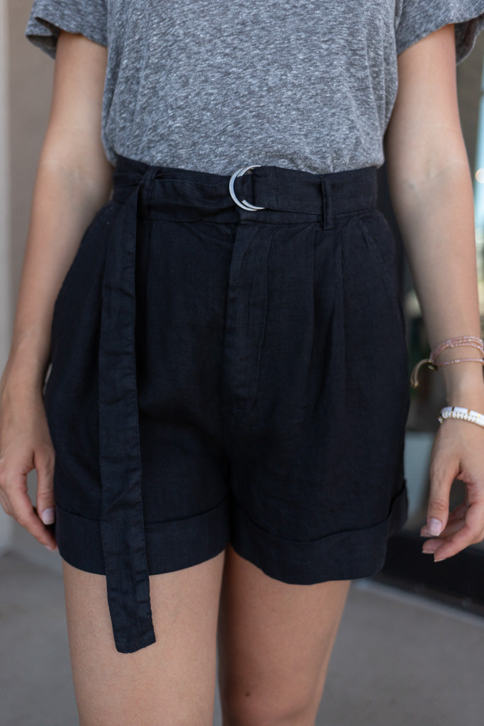 Joie Dixon Linen Shorts, Caviar