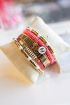 CL Rose/Gold/White Matte Glass Bead Bracelet