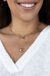 Designer Gold CC Charm Necklace, 18"