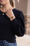 Designer Vintage Daisy Button Bracelet, Black