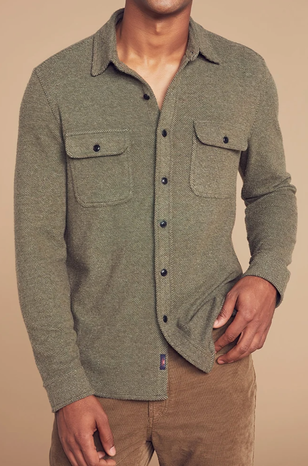 .Faherty Legend Sweater Shirt, Olive Melange