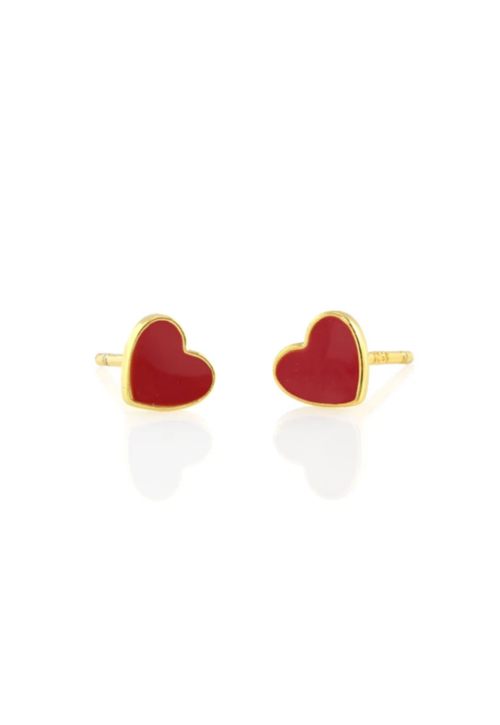 KN Petite Heart Enamel Stud Earrings